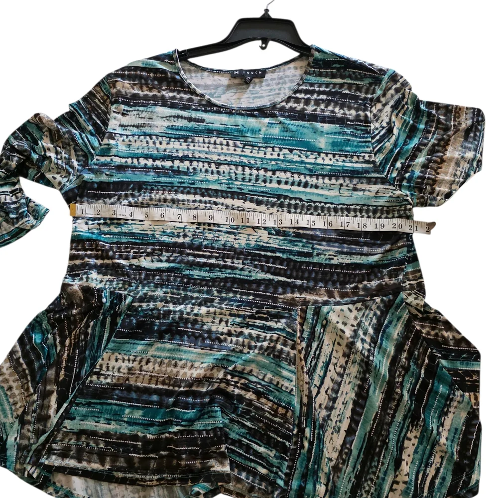 Teal and Black Patterned Women's Tunic. Great Fall Top - Picture 5 of 10